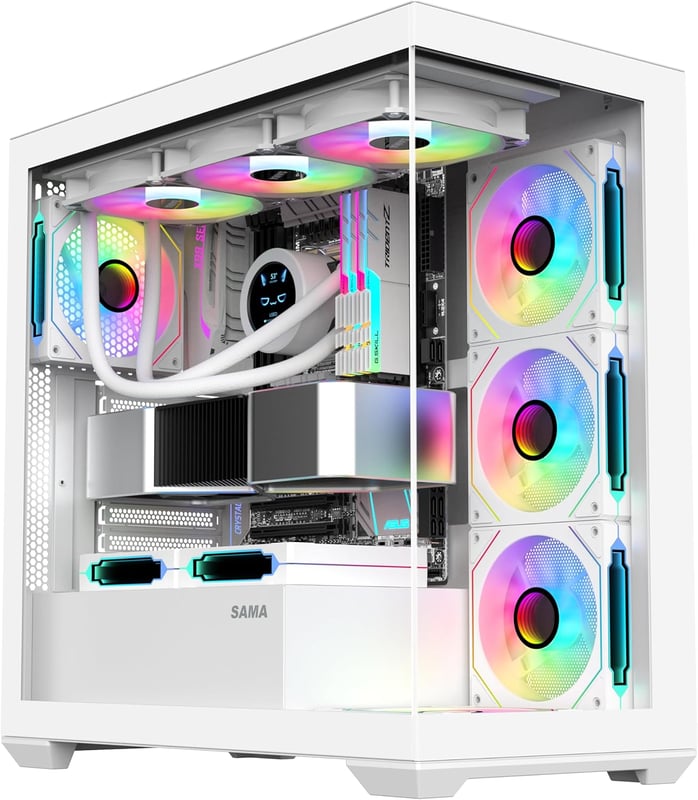 SAMA SV01 Mid-Tower ATX Case White Tempered Glass - 11