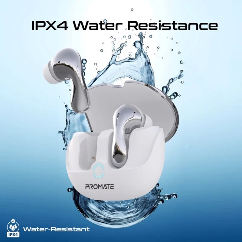 سماعات Promate Baton TWS ANC Bluetooth 5.4 13mm IPX4 6H أبيض - 13