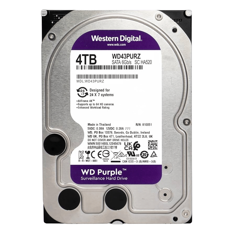 Western Digital Purple 4TB SATA 3.5in Internal HDD - 2