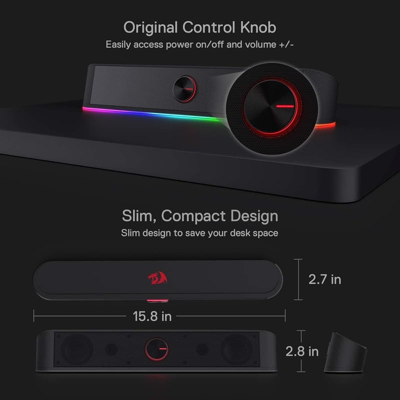 سبيكر Redragon Adiemus GS560 2.0 4W RGB سلكي أسود - 11