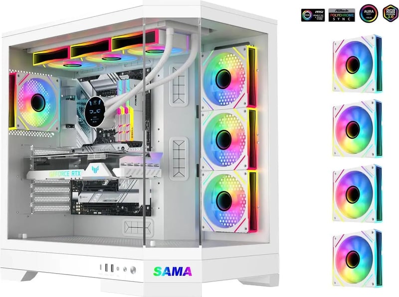 SAMA Neview 3021 Full-Tower ATX Case White Tempered Glass - 6