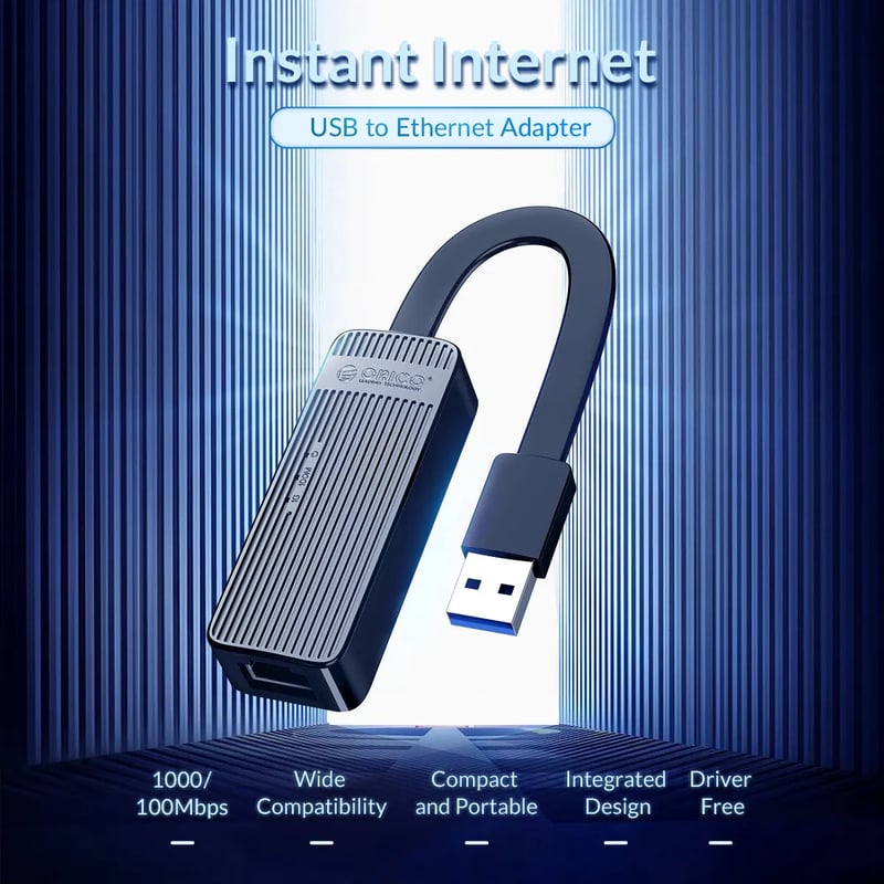 محول Orico UTK-U3 USB 3.0 إلى Gigabit Ethernet أسود - 6
