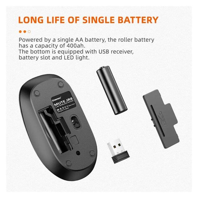 Jertech JR8 Wireless Mouse 2400 DPI - Pink - 3