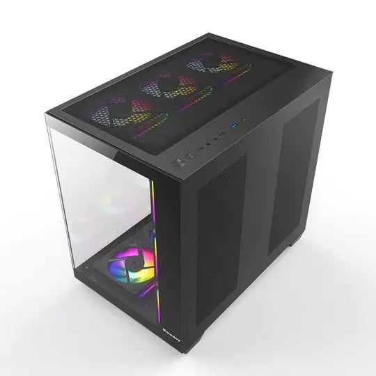 كيس Huntkey S980 Tornado Mid-Tower ATX Hs أبيض زجاج مقوى - 12