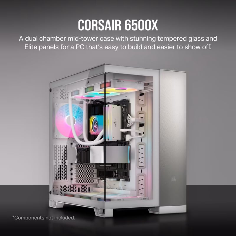 كيس Corsair 6500X Mid-Tower ATX رمادي ساتان زجاج مقسّى RGB - 4