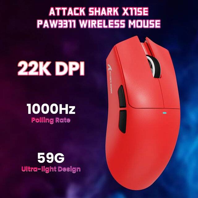 Attack Shark X11SE Wireless Gaming Mouse 22000 DPI Red - 2