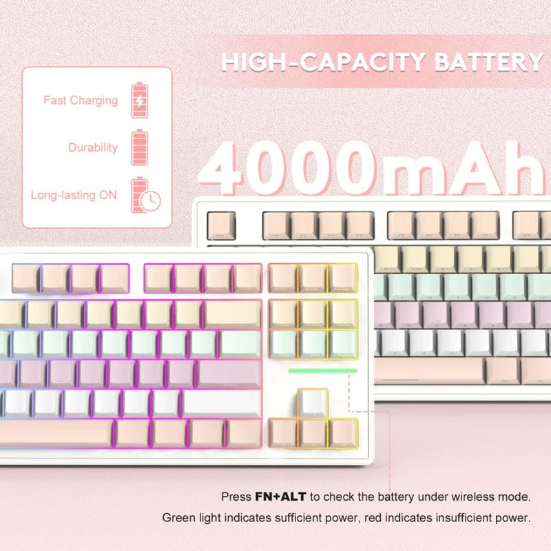 Attack Shark M87 Mechanical Keyboard Wireless 75% RGB Pink Gradient - 7