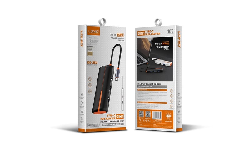 محول USB LDNIO DS-25U 5-Port USB 3.0 100W PD - 5
