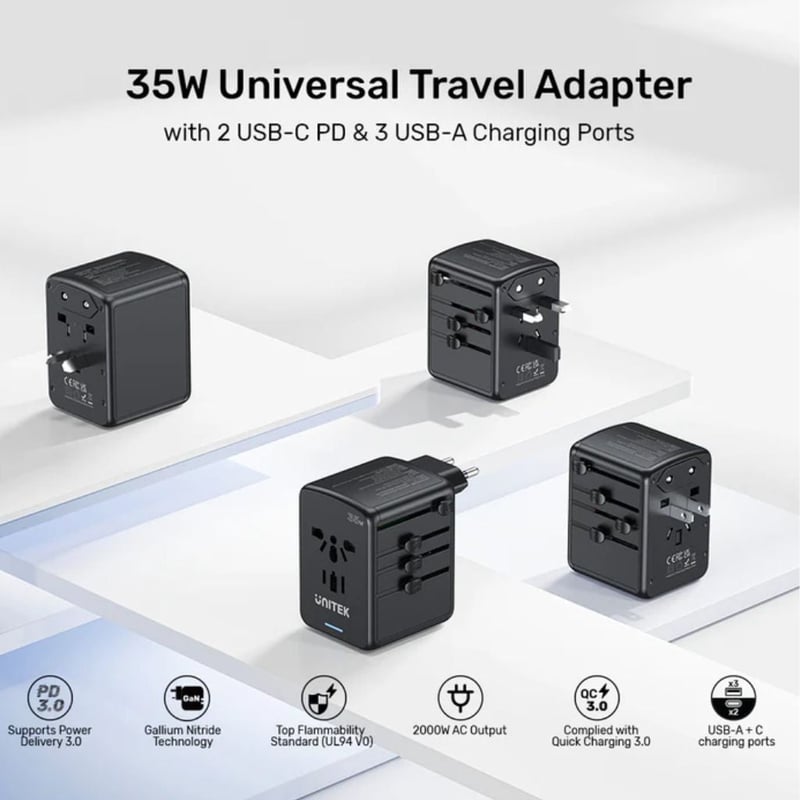 اكسسوار UNITEK 35W 5 منافذ أسود - 2