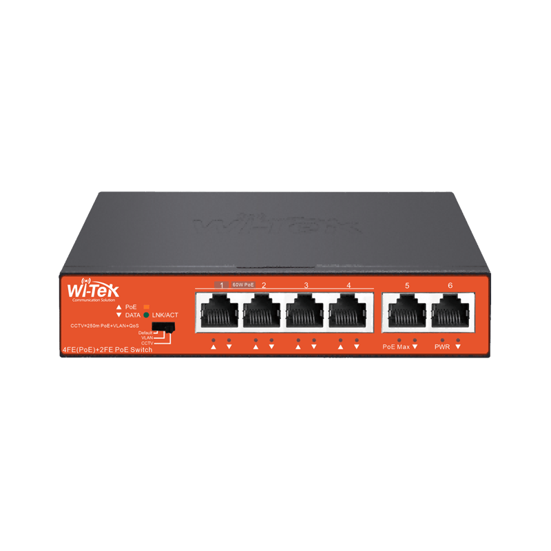 Wi-Tek WI-PS205(V4) 4-Port PoE Switch with 60W Hi-PoE and Extend Mode - 4