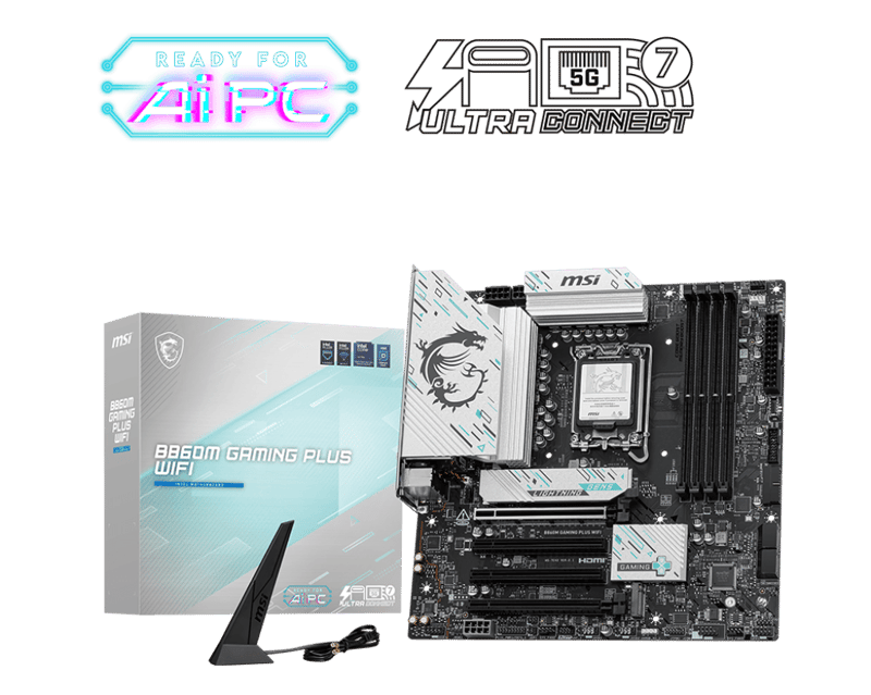 MSI Gaming Plus B860 Micro-ATX Motherboard LGA1851 DDR5 - 1