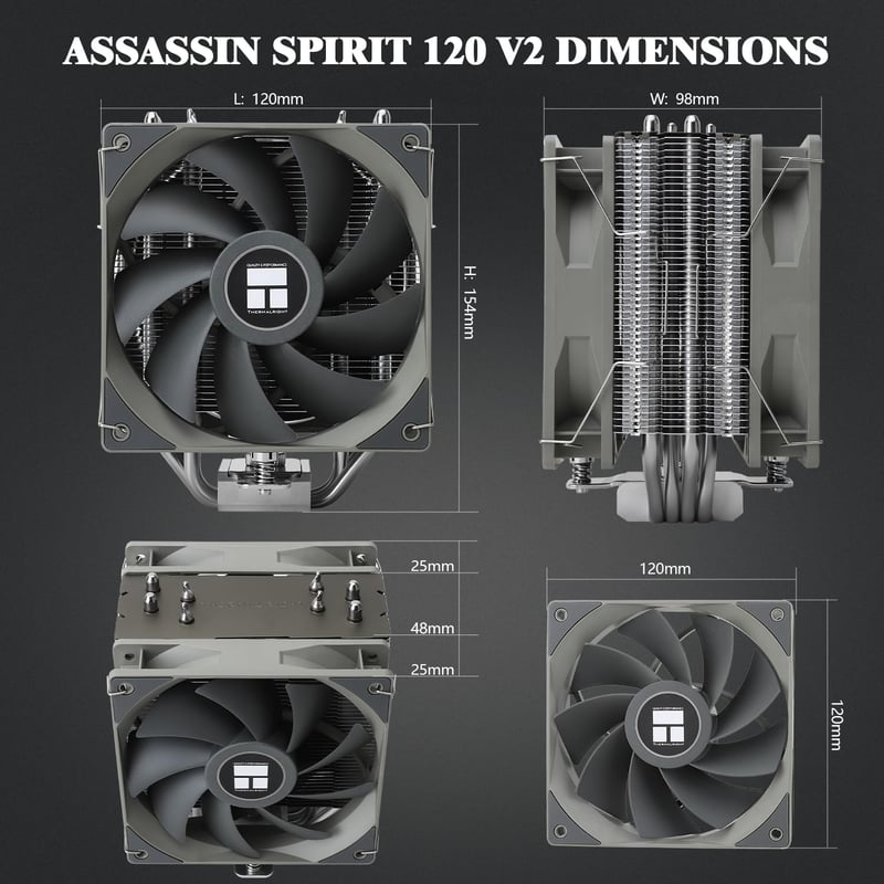 Thermalright Assassin Spirit 120 V2 Plus CPU Air Cooler 150W+ TDP - 2