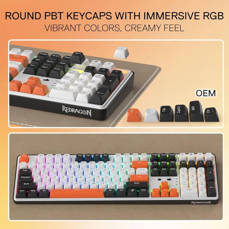 Redragon K689WBO RGB Pro Full-Size Mechanical Keyboard Dual-Mode - 4