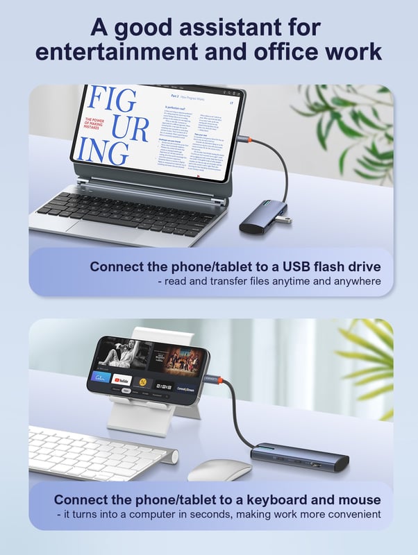 موزع LDNIO DS-17H 7-Port USB 3.0 مع HDMI وإيثرنت وSD و100W PD فضي - 8