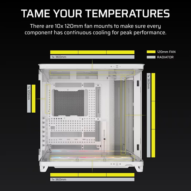 كيس Corsair 5400 RS-R Mid-Tower أبيض زجاجي مقوى ARGB - 11
