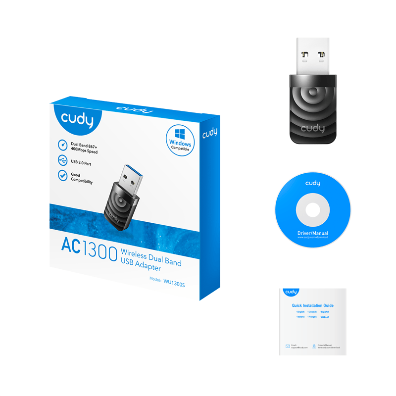 محول USB Cudy WU1300S AC1300 واي فاي مزدوج النطاق - 5