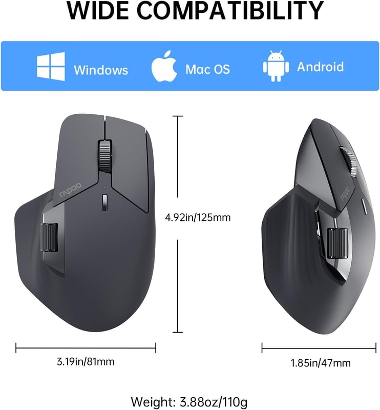 Rapoo MT760 Wireless Mouse 4000 DPI Black - 9