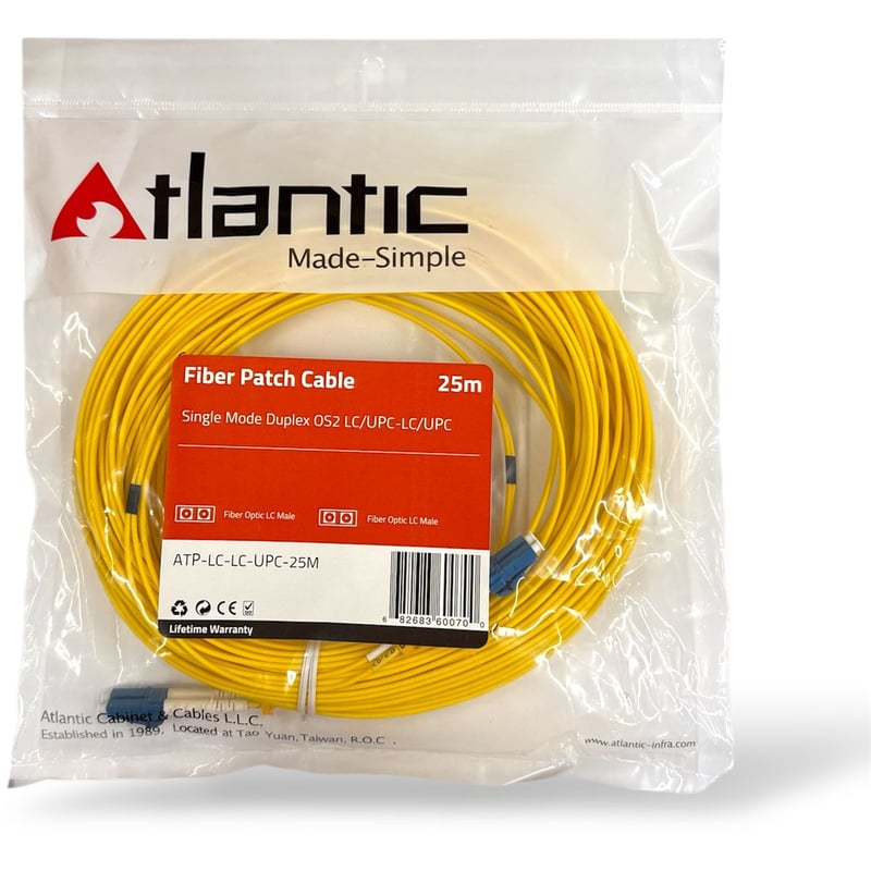 كيبل Atlantic Fiber Optic SC إلى LC 25m Single Mode OS2 Duplex UPC - 2
