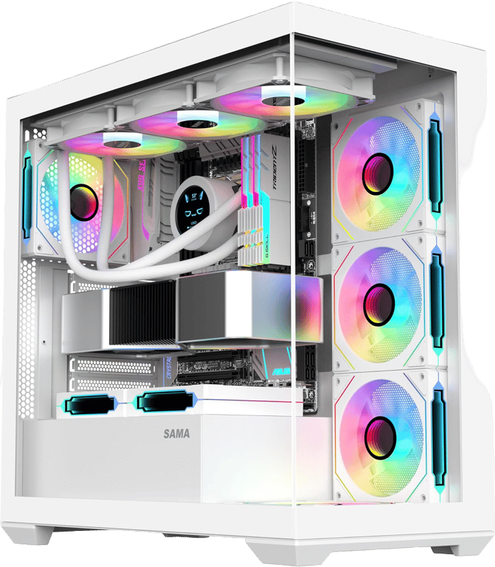 SAMA SV01 Mid-Tower ATX Case White Tempered Glass - 10