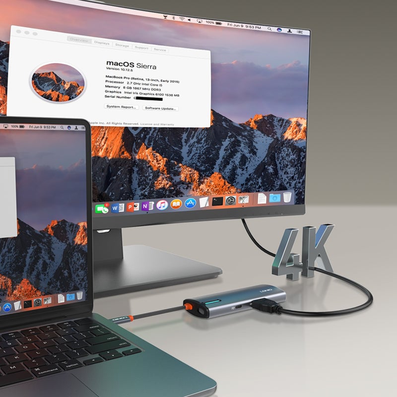 محول LDNIO DS-15H 5 في 1 USB-C مع HDMI 4K و 100W PD و 3x USB 3.0 - 4