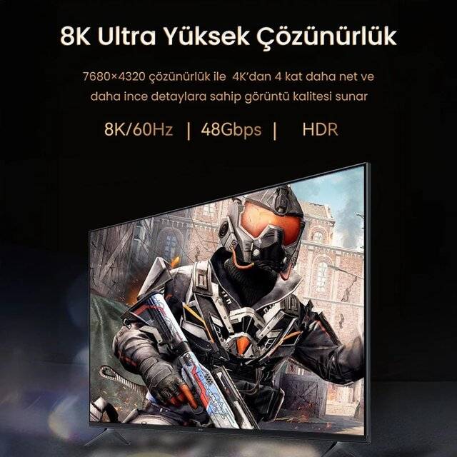 كيبل VegGieg HDMI إلى HDMI 2.1 1m رمادي - 4