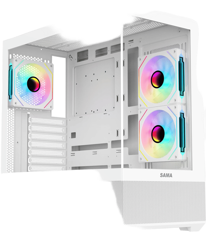 SAMA SV02 Mid-Tower ATX Case White Tempered Glass - 9