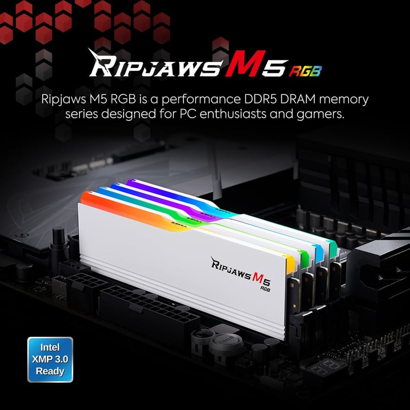 G.SKILL Ripjaws M5 RGB 32GB (2x16GB) DDR5 6000MT/s CL28 White - 6