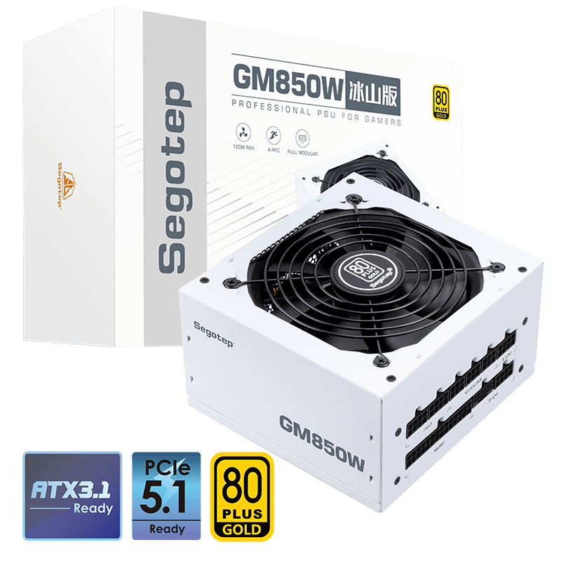 Segotep GM850W 850W 80+ Gold Fully Modular ATX 3.1 PSU White - 2