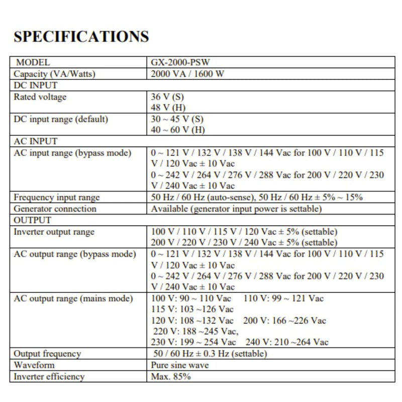 GeTX Smart Line GX-2000-PSW 2000VA 1200W Pure Sine Wave UPS - 4