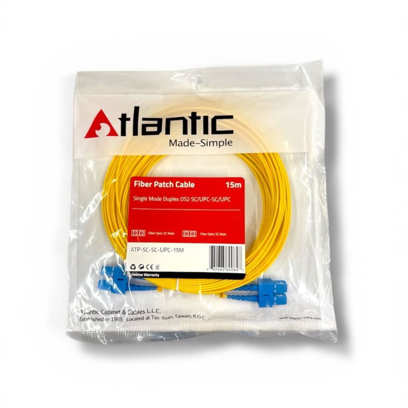 كيبل Atlantic Fiber Patch Cable LC إلى LC 15m Single Mode OS2 Duplex - 4