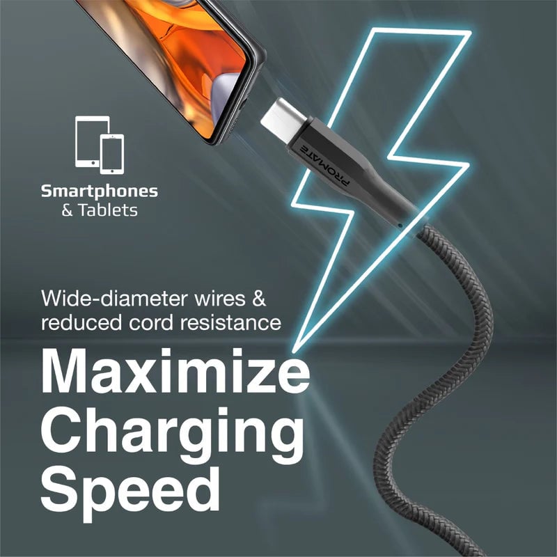 كيبل Promate USB A إلى USB C 1 Meter أبيض - 3