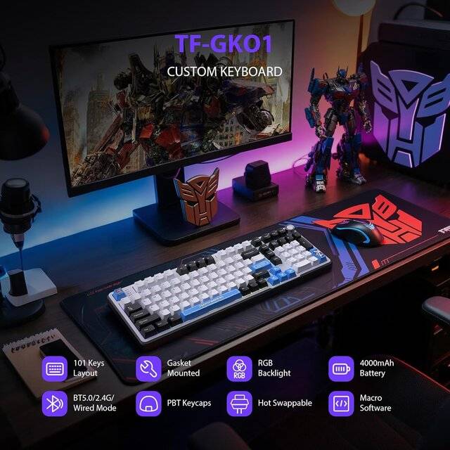 كيبورد Transformers Mirage Full-Size Mechanical Hot-Swappable Dual-Mode RGB White - 2