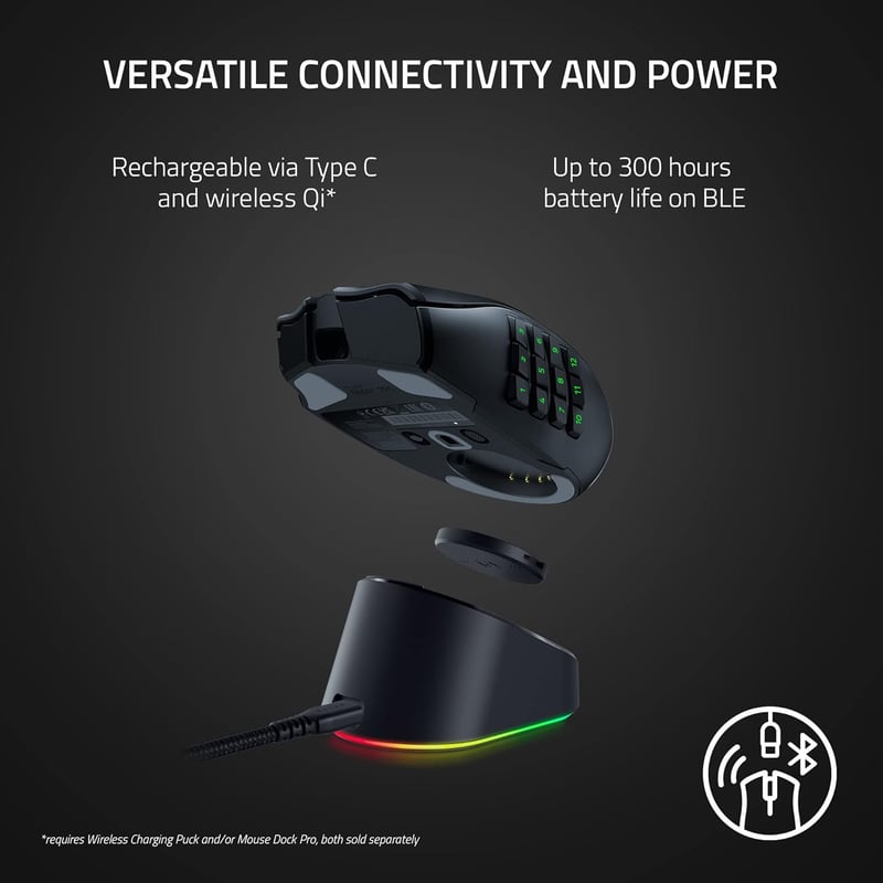 ماوس Razer Naga V2 Pro 30000 DPI RGB لاسلكي أسود - 6