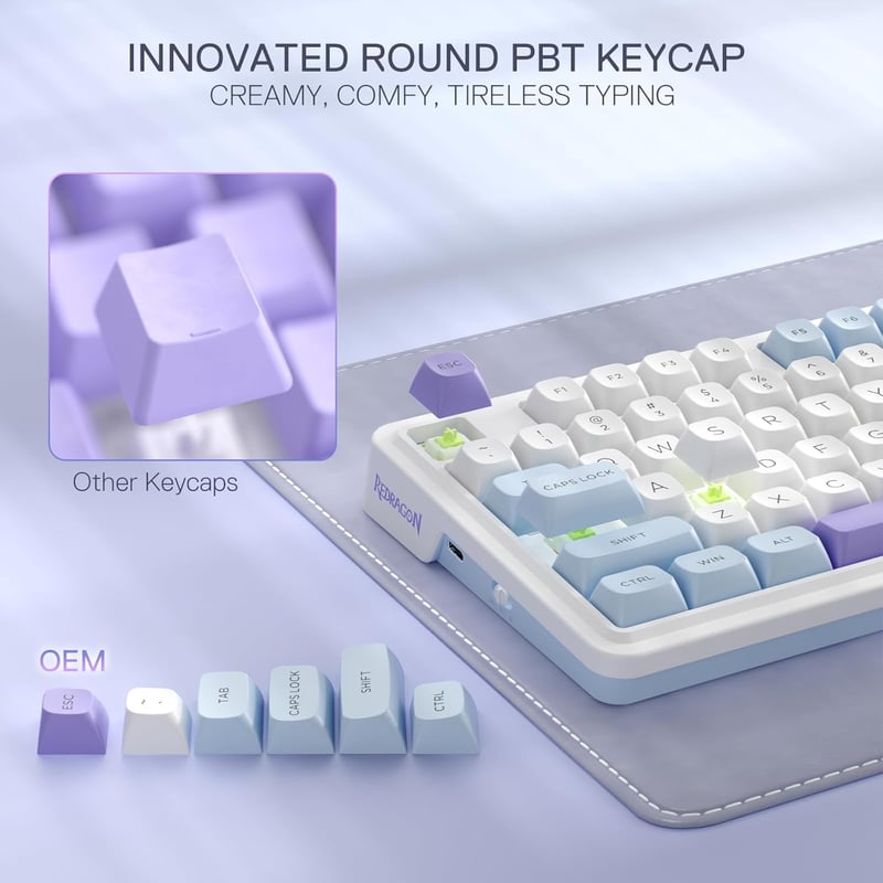 Redragon K673WBP RGB Mechanical Keyboard 75% Gasket Wired/2.4/BT - 3