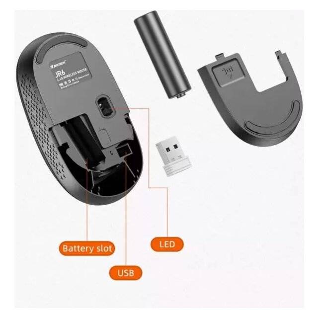 Jertech JR6 Wireless Mouse 2.4GHz Black - 3