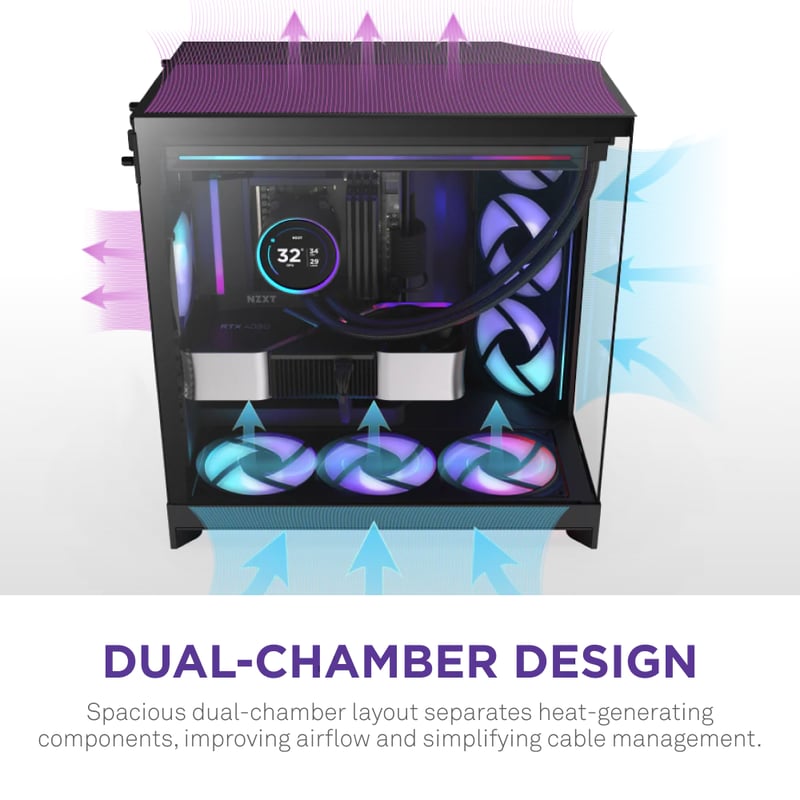 كيس NZXT H9 Flow Mid-Tower ATX أسود RGB - 6