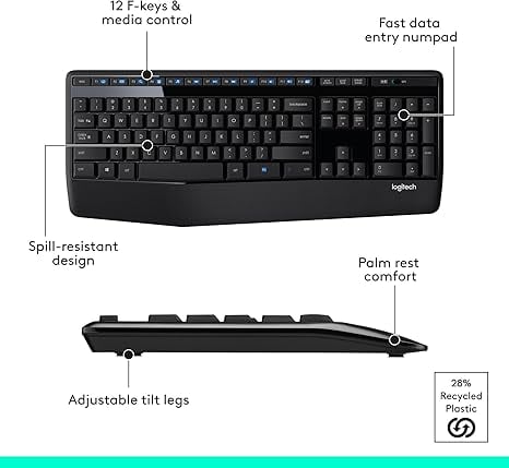 Logitech MK345 Wireless Combo Keyboard and Mouse Black - 3