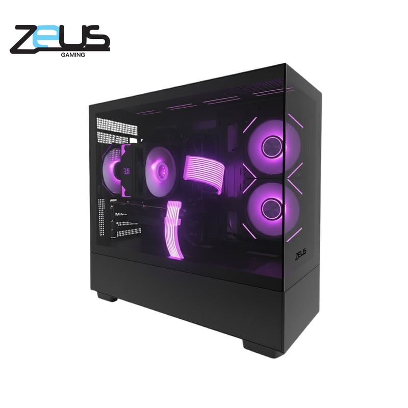 كيس Zeus Z6 Pro Micro-ATX أسود مع 3 مراوح ARGB - 1