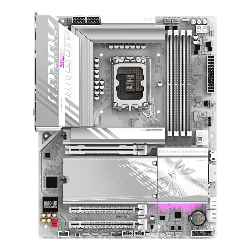 لوحة أم جيجابايت أوروس GIGABYTE Z890 AORUS ELITE WIFI7 ICE باللون الأبيض بمقبس LGA 1851 ودعم ذاكرة DDR5 بحجم ATX - 3