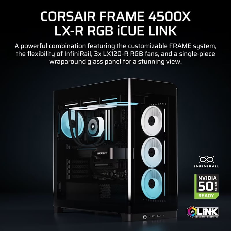كيس Corsair Frame 4500X Mid-Tower ATX أسود ARGB زجاج مقوى - 5