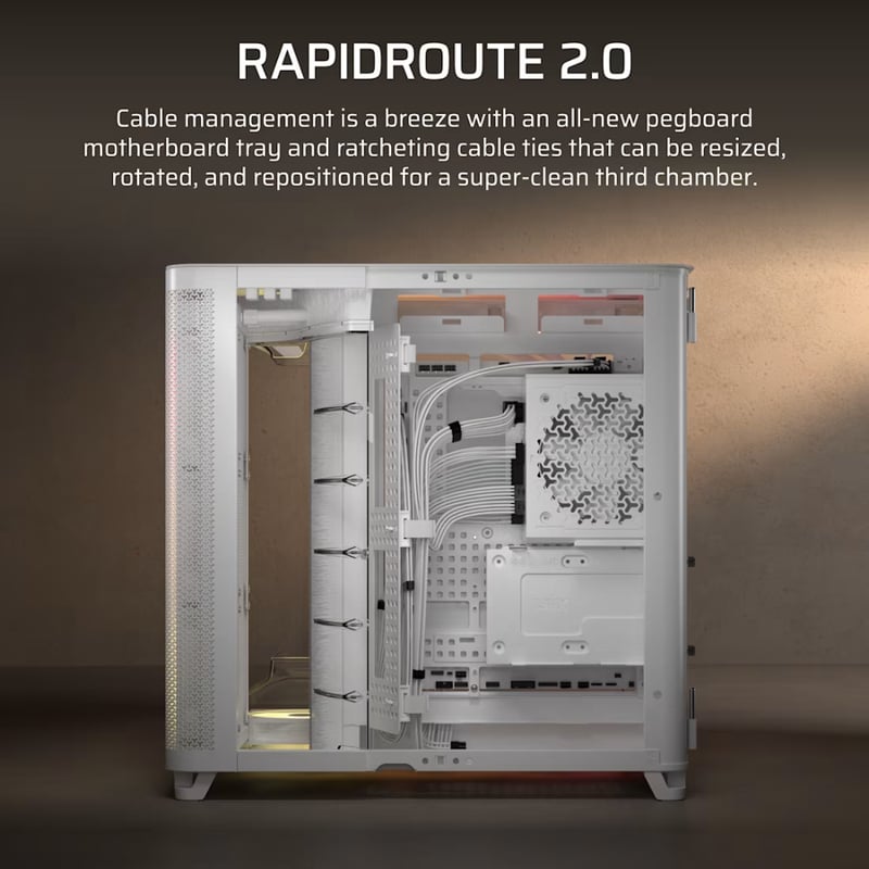 كيس Corsair 5400 RS-R Mid-Tower أبيض زجاجي مقوى ARGB - 10
