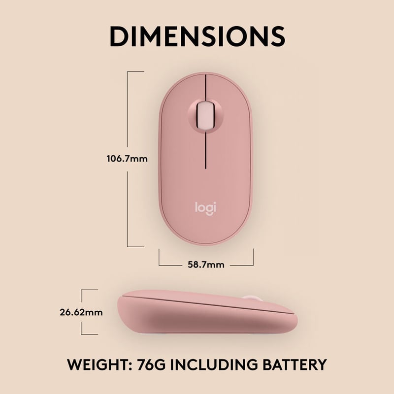 ماوس Logitech Pebble Mouse 2 M350s 4000 DPI لاسلكي رمادي - 30