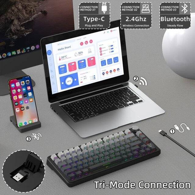 كيبورد Attack Shark X85 Pro 75% Hot-Swappable Dual-Mode RGB - 3