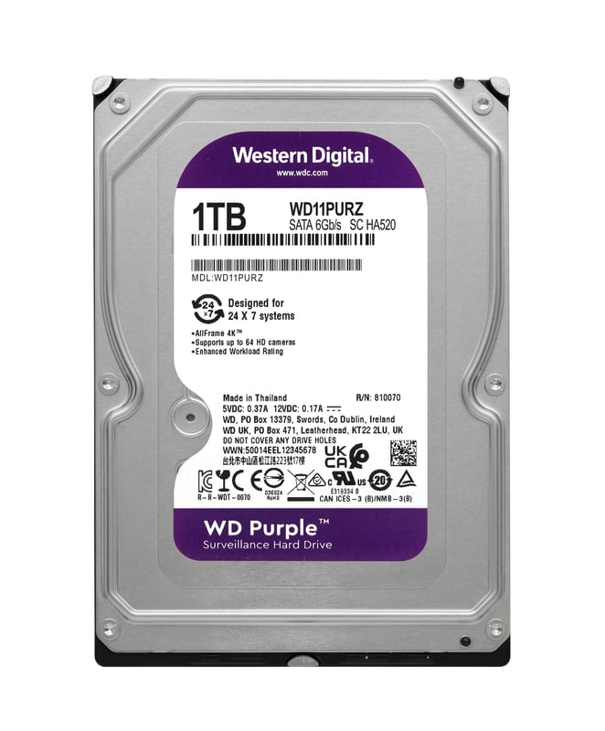Western Digital Purple 1TB SATA 3.5in Internal HDD - 3