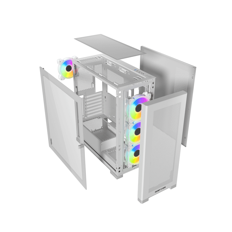Raptor Arctic Hawk XL Mid-Tower ATX Case White Tempered Glass RGB - 3