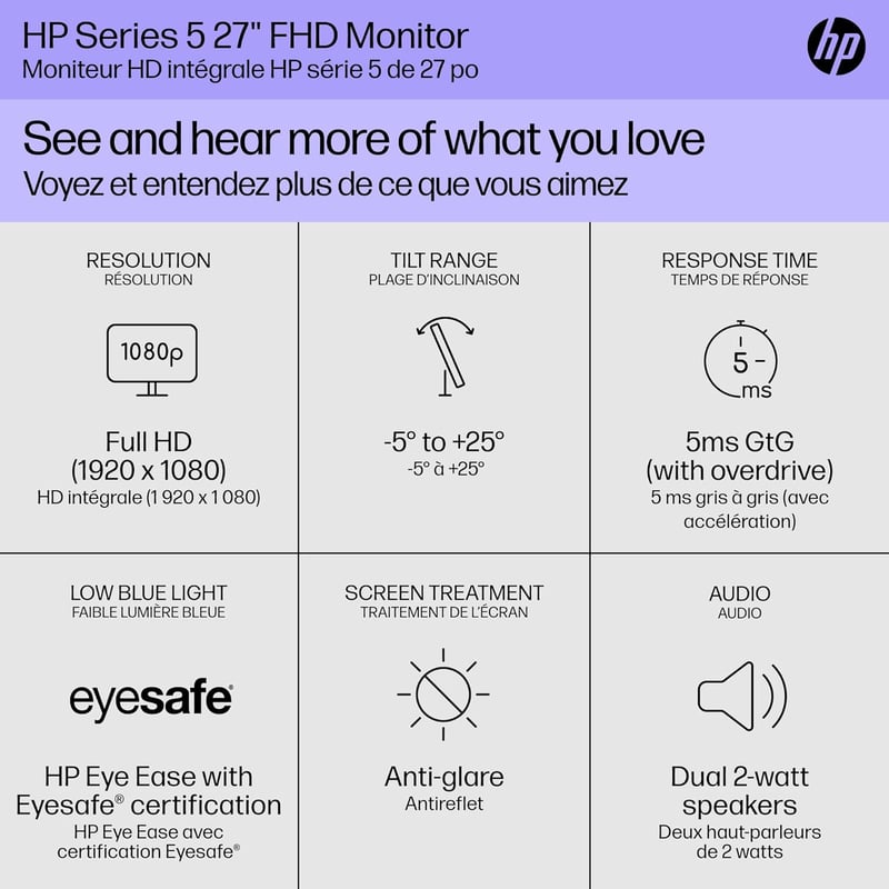 HP Series 5 27″ 1920x1080 100Hz IPS Monitor - 10