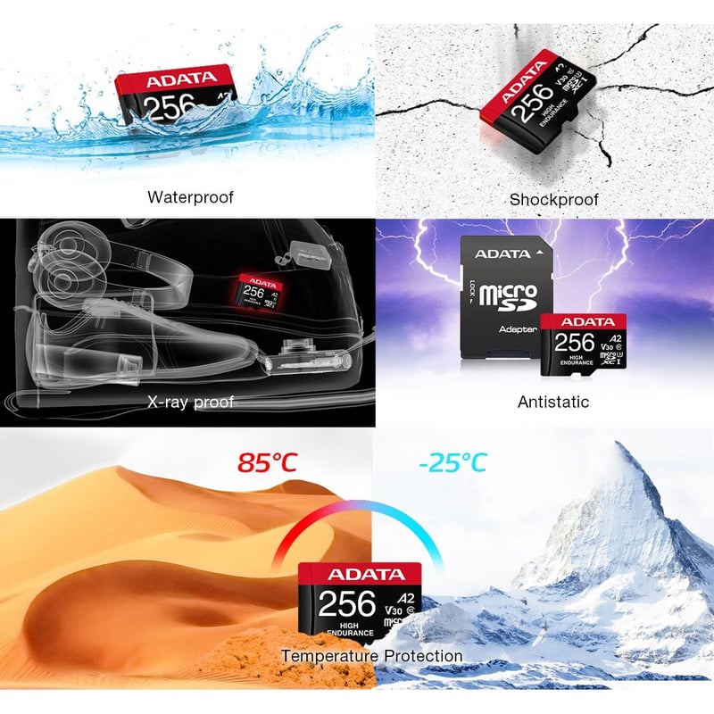 ADATA 256GB microSDXC UHS-I A2 Card with USB-A Adapter - 21