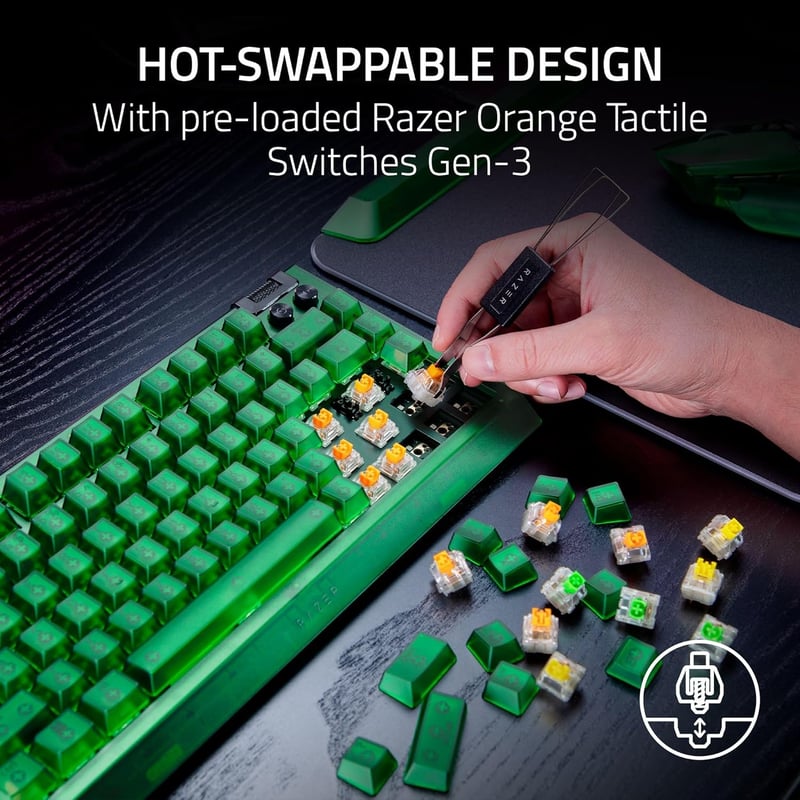 كيبورد Razer BlackWidow V4 75% Orange Tactile Hot-Swappable USB-C RGB - 10