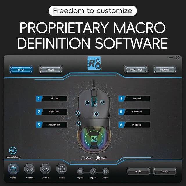 R8 G205 Wired Gaming Mouse 2400 DPI RGB Black - 3