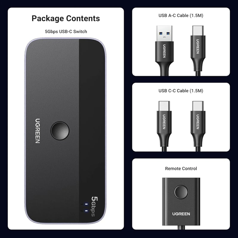محول Ugreen 25098 2-in 4-out USB 3.0 USB-C أسود - 10